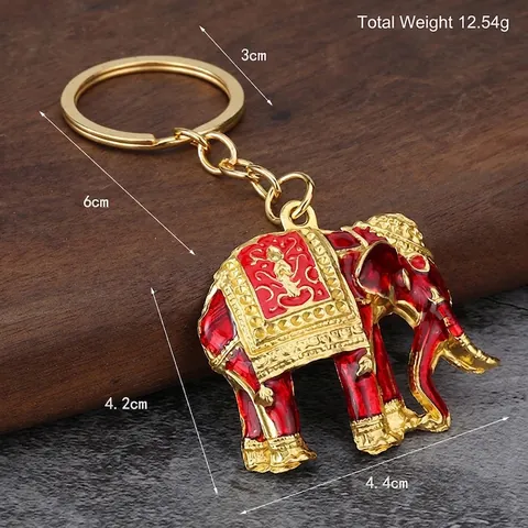 Thailändischer Elefant Schlüsselanhänger Zinklegierung Emaille Tropföl Tieranhänger Tasche Auto Zubehör Ethno Geschenk