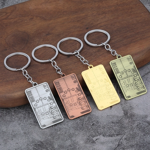 Zinklegierung Schlüsselanhänger Euro Banknoten Design Personalisiert Hip Hop Stil Anhänger Schlüsselring Retro Metall Schmuck Geschenk
