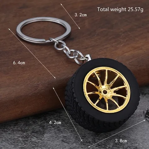 Portachiavi Pneumatico Auto Simulazione Mozzo Ruota Lega Zinco Gomma Corse Automobilistico 3D Novità Anello