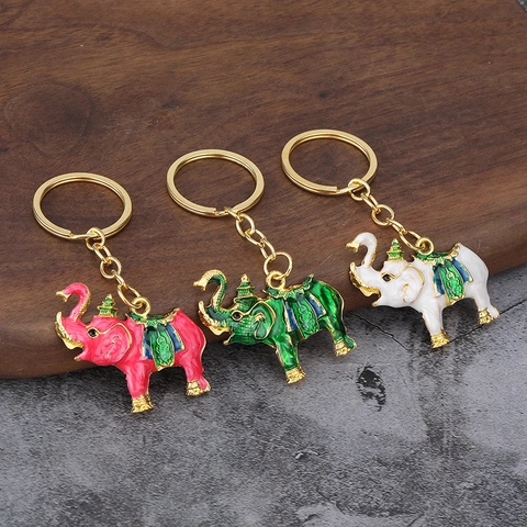 Elefant Schlüsselanhänger Thai Stil Emaille Zinklegierung Vintage Tier Tasche Anhänger Auto Schlüsselring Geschenk