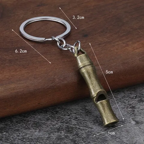 Bambus Knoten Pfeife Schlüsselanhänger Zinklegierung Hohe Dezibel Laut Notfall Überleben Tragbar Vintage Retro EDC