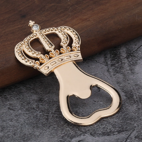 Crown Bottle Opener Vintage Zinc Alloy Rhinestone Inlaid Gold Beer Cap Lifter Wedding Party Souvenir Bar Tool