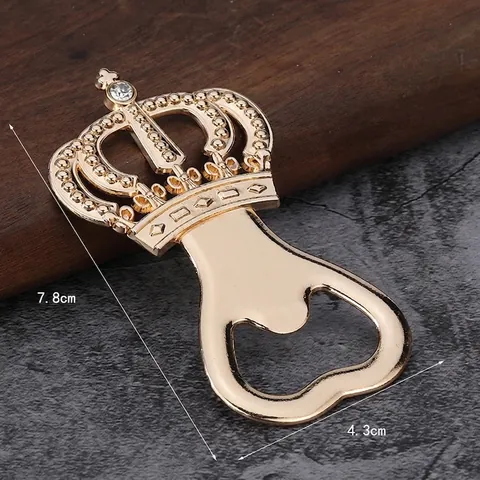 Crown Bottle Opener Vintage Zinc Alloy Rhinestone Inlaid Gold Beer Cap Lifter Wedding Party Souvenir Bar Tool