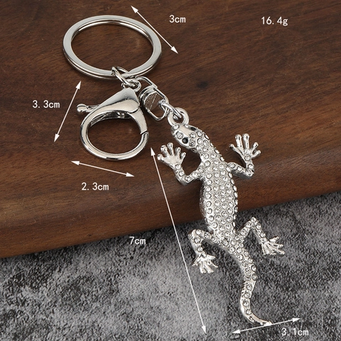 Gecko Eidechse Schlüsselanhänger Zinklegierung Funkelnde Strasssteine Auto Tasche Anhänger Kreative Metall Tier Accessoire