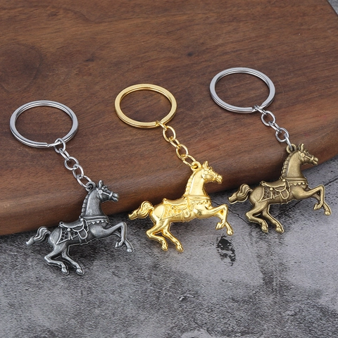 Vintage Zinklegierung Rennpferd Schlüsselanhänger Metall Tier Schlüsselring Für Herren Auto Taille Hängen Schmuck Schlüsselhalter