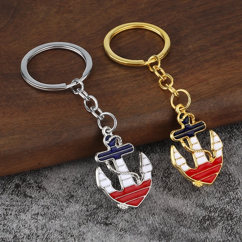 Nautisch Anker Sleutelhanger Zinklegering Emaille Marine Stijl Vintage Sleutelhanger Hanger