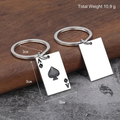 Spielkarte Ass Schlüsselanhänger Zinklegierung Pik Ass Herz Ass Metall Anhänger Neuheit Auto Schlüsselring Mode Geschenk
