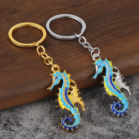 Portachiavi Cavalluccio Marino Pendente Animale Marino Smalto Olio Goccia Lega Di Zinco Vintage Creativo Accessorio Borsa Per Donne Uomini