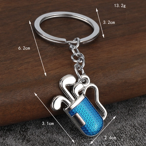 Golf Bag Club Pendant Keychain Zinc Alloy Enamel Sport Souvenir Metal Key Ring For Fans