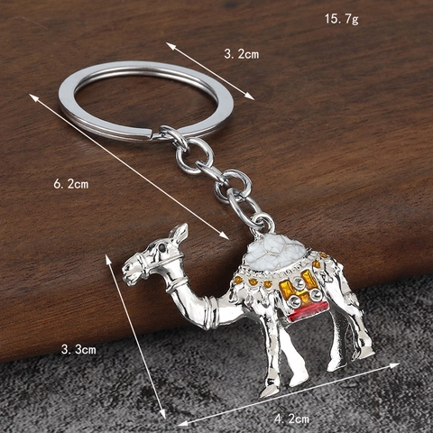 Camel Keychain Zinc Alloy Enamel Rhinestone Desert Animal Pendant Middle Eastern Style Souvenir Gift Accessory