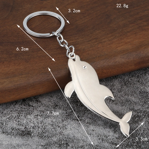 Portachiavi Delfino In Metallo Lega Di Zinco Iridescente Arcobaleno Argento Lucidato Souvenir Animale Marino Pendente Accessorio