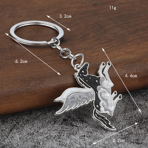 Llavero De Caballo Volador Pegaso Aleación De Zinc Esmalte Animal Mitológico Con Patrón De Alas Estrellas Y Nubes