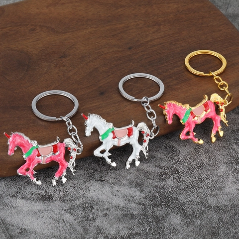 Portachiavi Unicorno Lega Smalto Ciondolo Cavallo Anello Chiave Moda Cartone Animato Animale Ornamento Per Donne Ragazze Borsa