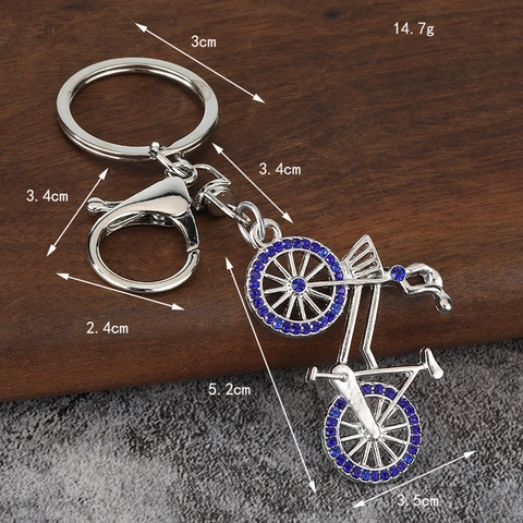 Bicycle Keychain Alloy Rhinestone Sporty Bike Charm With Lobster Clasp Key Ring For Bag Decor