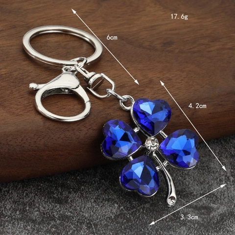Squisito Portachiavi a Quadrifoglio in Lega di Cristallo a Forma di Cuore Con Strass Anello Portachiavi Donna Gioielli per Borsa