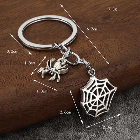 Spider Cobweb Keychain Zinc Alloy Gothic Halloween Party Bag Pendant Ornament Decoration