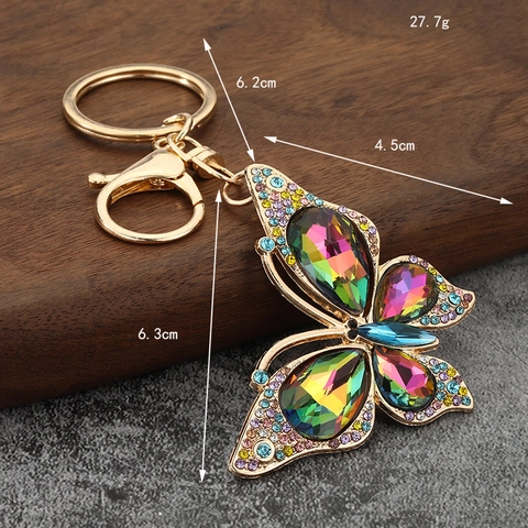 Schmetterling Schlüsselanhänger Zinklegierung Kristall Strass Bogen Tasche Anhänger Funkelnd Auto Schlüsselring Damen
