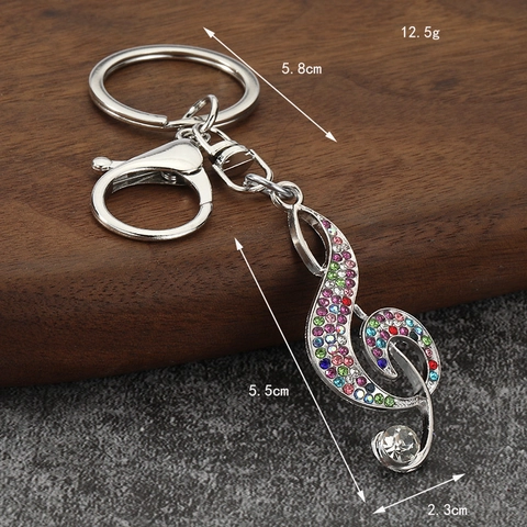 Llavero Nota Musical Clave De Sol Diamantes De Imitación Aleación Anillo De Llave Colgante Bolso Regalo Joyería Brillante