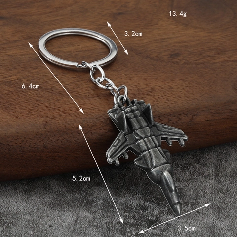 Porte-clés Avion De Chasse Alliage De Zinc Métal Anneau Porte-clés Rétro Style Militaire Souvenir Créatif Cadeau Aviation