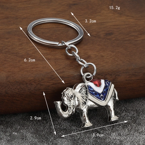 Thaise Stijl Olifant Sleutelhanger Zinklegering Emaille Druppelolie Hanger Etnische Exotische Auto Tas Charme Cadeau