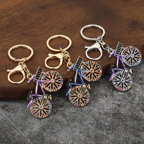 Portachiavi Bicicletta Lega Strass Colorati Pendente Modello Di Bicicletta Anello Portachiavi Regalo