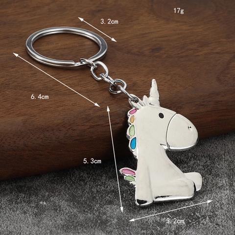 Portachiavi Unicorno Lega Di Zinco Metallo Smalto Iridescente Colorato Cartone Animato Animale Ciondolo Borsa Festa