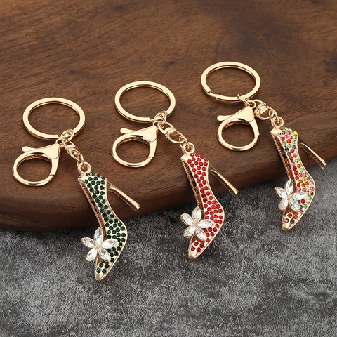 Portachiavi Scarpa Con Tacco Alto Strass Cristallo Lega Di Zinco Ciondolo Per Borsa Gioielli Di Moda Per Donna