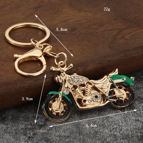Rhinestone Motorcycle Keychain Alloy Metal Motorbike Key Ring Pendant For Men Retro Cruiser Gift