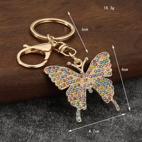 Portachiavi Farfalla Con Strass Lega Di Zinco Anello Luccicante Ciondolo Per Borsa Decorativo Regalo Donne Ragazze