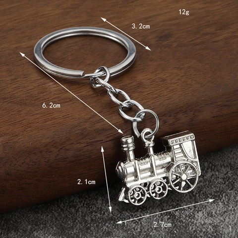 Vintage Steam Locomotive Train Head Keychain Zinc Alloy Metal Industrial Retro Mechanical Design Hanging Ornament Gift