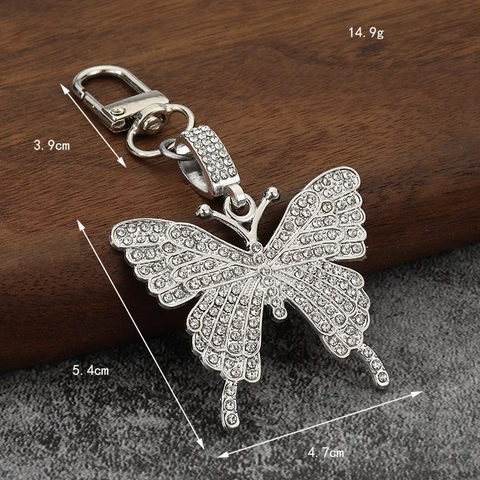 Porte-Clés Papillon Alliage Avec Strass Brillants Pendentif De Sac Accessoire De Mode Bijoux Pour Femmes