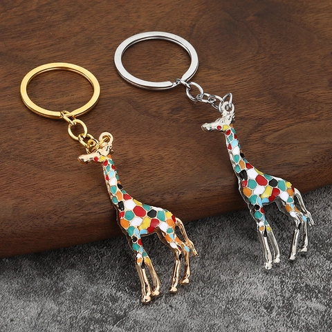 Portachiavi Giraffa Colorata Lega Di Zinco Smalto Animale Ciondolo Per Borsa Motivo Geometrico Carino