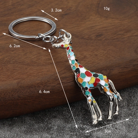 Portachiavi Giraffa Colorata Lega Di Zinco Smalto Animale Ciondolo Per Borsa Motivo Geometrico Carino