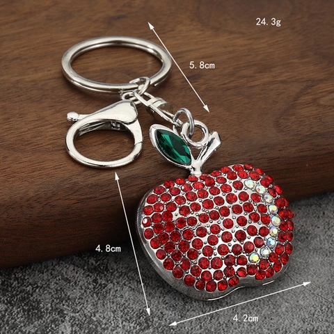 Portachiavi Forma Mela Strass Frutta Ciondolo Borsa Luccicante Lega Zinco Anello Portachiavi Gioiello Regalo