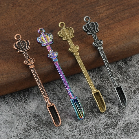 Mini Cuchara De Metal Forma Corona Vintage Retro Colgante Espátula Pequeña Para Polvo De Especias Aleación Zinc