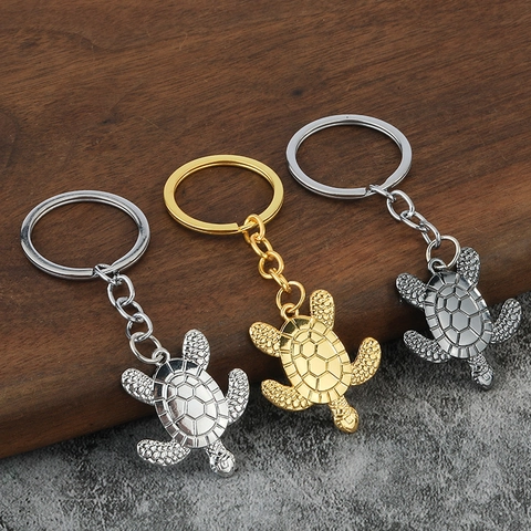 Llavero De Tortuga Marina Colgante De Metal De Aleación De Zinc Forma De Animal Anillo De Llaves Textura Realista Regalo