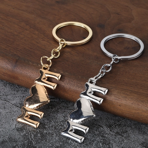 Zinc Alloy MOM Buchstabe Herz Schlüsselanhänger Muttertagsgeschenk Polierter Metallanhänger Für Frauen Geburtstag