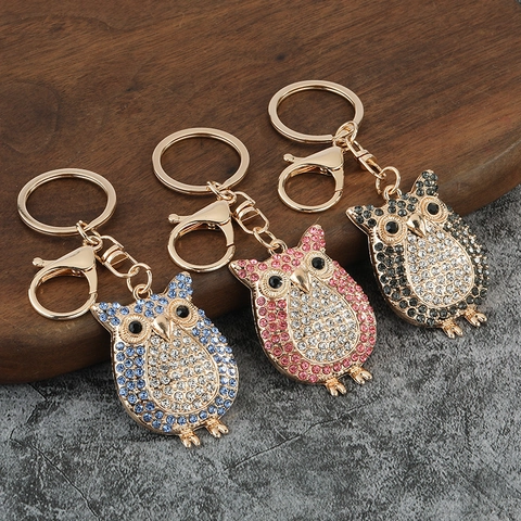 Eule Schlüsselanhänger Funkelnde Straßsteine Metalllegierung Schlüsselring Tier Taschenanhänger Modeschmuck Geschenk Für Frauen