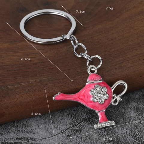 Llavero Lámpara Mágica De Deseos Aleación Esmalte Strass Colgante De Bolso Exótico Étnico Recuerdo Regalo