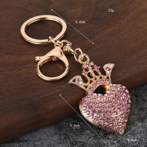 Hart Kroon Sleutelhanger Zinklegering Strass Tas Hanger Charm Exquise Mode Cadeau Voor Vrouwen