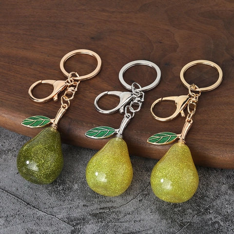 Portachiavi Pera Creativo Resina Scintillante Ciondolo Borsa Pendente Frutta Lega Di Zinco Regalo Di Novità Per Donne E Ragazze