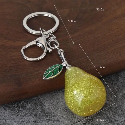 Portachiavi Pera Creativo Resina Scintillante Ciondolo Borsa Pendente Frutta Lega Di Zinco Regalo Di Novità Per Donne E Ragazze