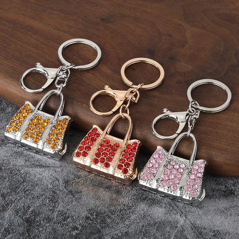 Rhinestone Handbag Keychain Alloy Sparkling Bag Charm Fashionable Pendant Accessory For Women