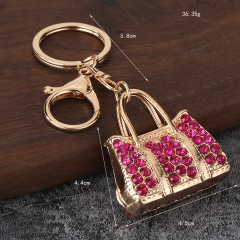 Rhinestone Handbag Keychain Alloy Sparkling Bag Charm Fashionable Pendant Accessory For Women