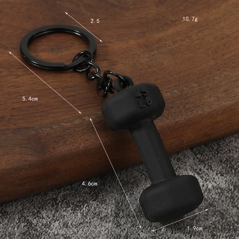 Dumbbell Keychain Zinc Alloy Silicone Fitness Gym Sporty Key Ring Backpack Pendant Gift For Men Women
