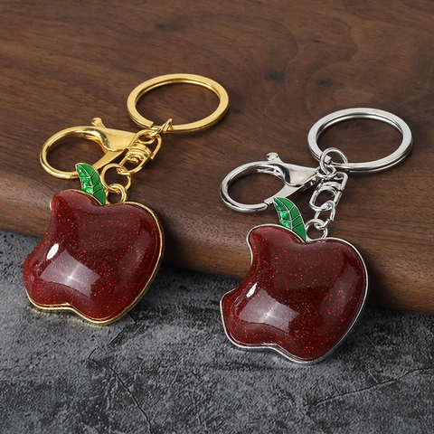 Portachiavi Mela Rossa Glitter Lega Di Zinco Ciondolo Frutta Ornamento Da Appendere Regalo Di Compleanno Ragazzi Ragazze