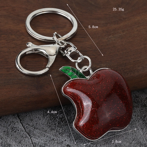 Portachiavi Mela Rossa Glitter Lega Di Zinco Ciondolo Frutta Ornamento Da Appendere Regalo Di Compleanno Ragazzi Ragazze