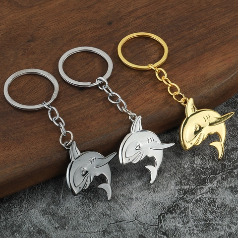 Llavero De Tiburón Aleación De Zinc Colgante De Animal Marino 3D Metal Pulido Amuleto De Bolsa Regalo Creativo