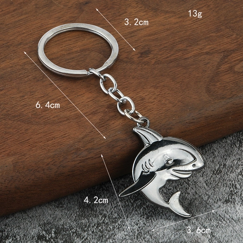 Llavero De Tiburón Aleación De Zinc Colgante De Animal Marino 3D Metal Pulido Amuleto De Bolsa Regalo Creativo