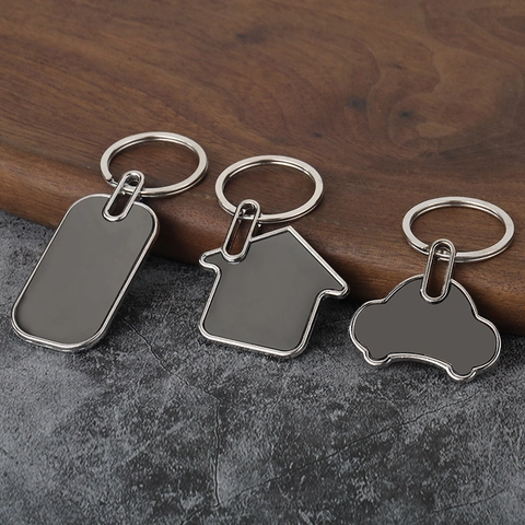 Portachiavi In Lega Di Zinco Vuoto Per Sublimazione DIY Regalo Aziendale Minimalista Forme Varie